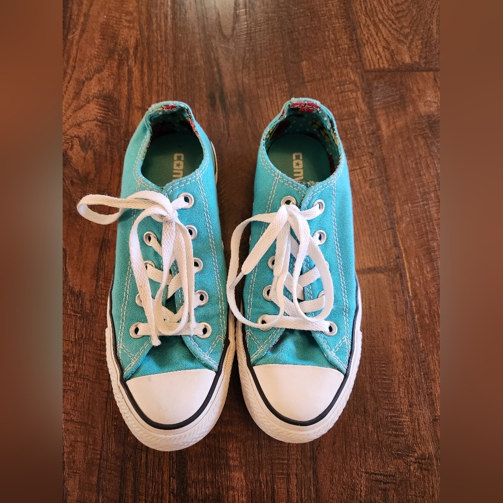 CONVERSE All Star Chuck Taylor Low Kids Sneakers Size  5 Turquoise Double Tounge